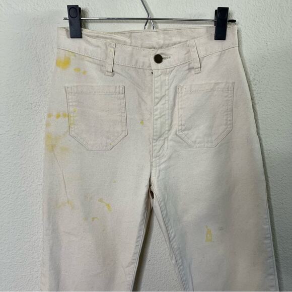 Lykke Wullf Perfected Ranch Pant Cream Canvas Paint Splatter Womens Size 4 - Picture 4 of 10